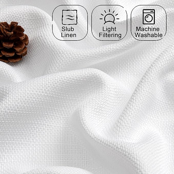 Chyhomenyc White Valance for Windows, Light Filtering Faux Linen Textured - Image 4