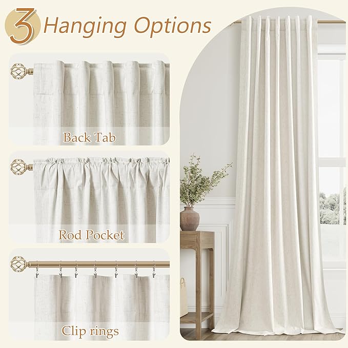 Extra Long 100% Blackout Linen Curtains - Image 5