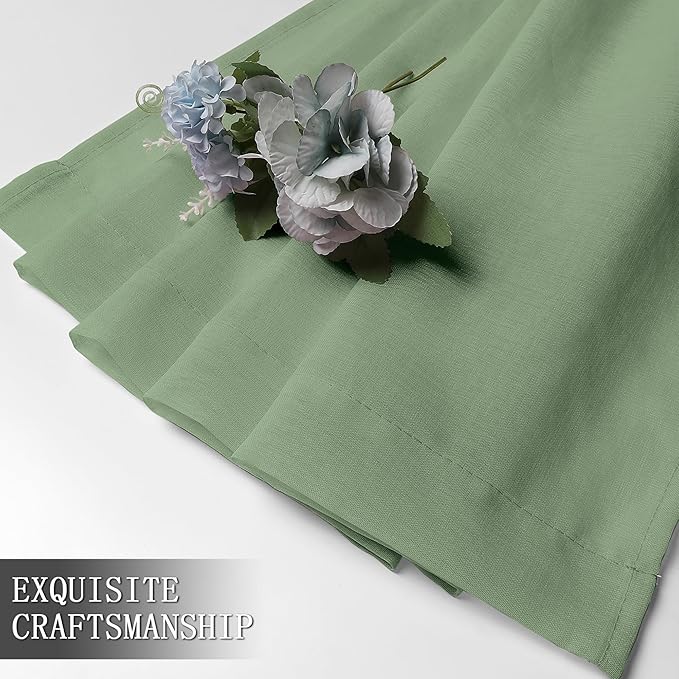 Tollpiz Short Sheer Curtain Linen Textured Living Room Curtains Sheer Light - Image 7