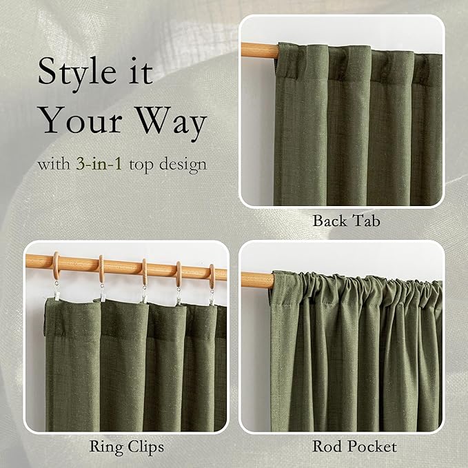MYSKY HOME 96 Inches Semi Sheer Sliding Door Curtains Farmhouse Light Filtering - Image 4