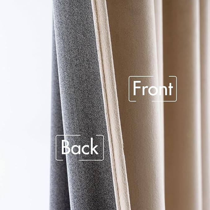 MIULEE Velvet Curtains 52x84 inches 2 Panels Camel Beige Blackout Curtains | - Image 6