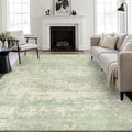 10x14 Area Rug Living Room: Modern Washable Soft Carpet Green Cream | by FXRHLP