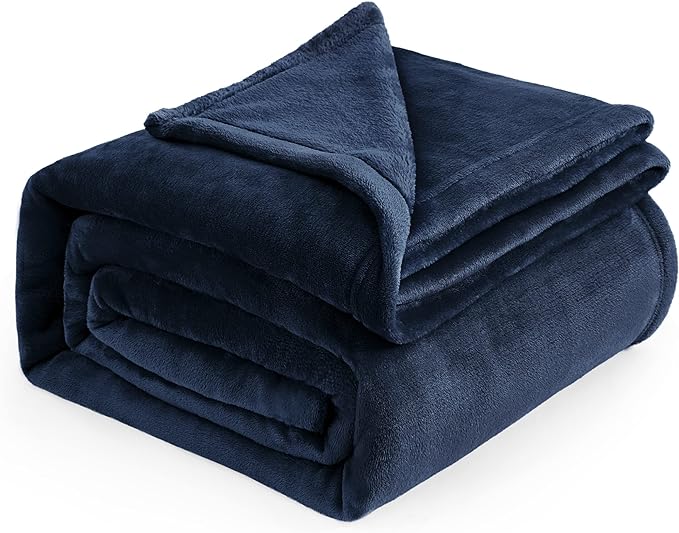 Bedsure GentleSoft Navy Blue Fleece Blankets King Size by BEDSURE