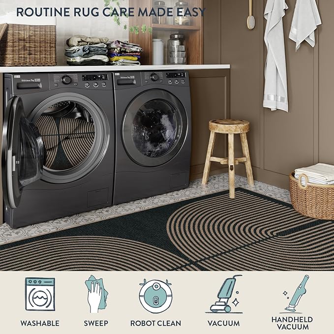 Lahome Enfys Modern Rainbow Easy Jute Rug, Washable Rugs 8x10 - Image 5