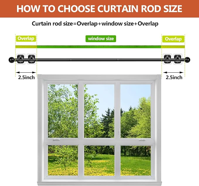 Curtain Rods No Drilling for Windows Set 30 to 45 Inch, 5/8 Inch Diameter - Image 6