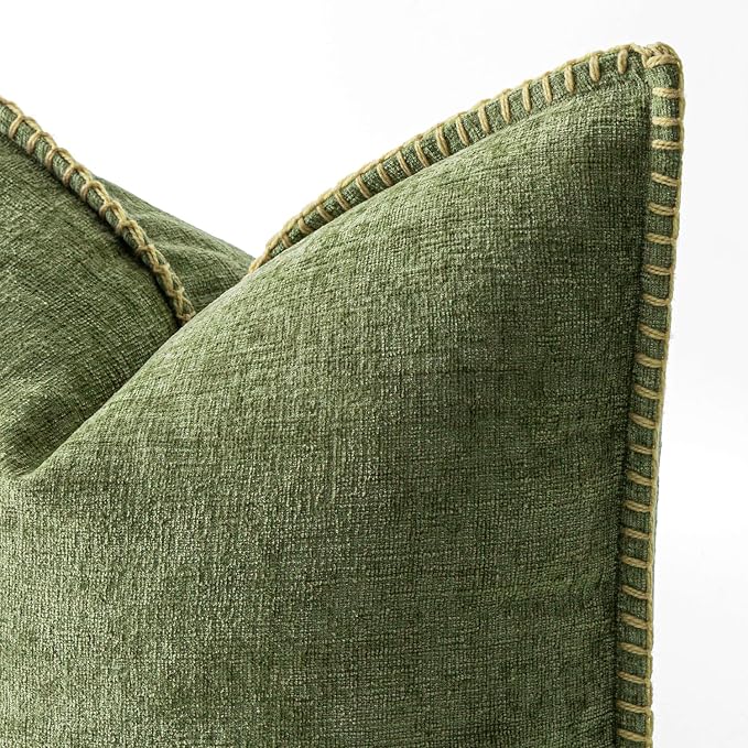 MIULEE Decorative Euro Sham Pillow Covers 24x24 Inch Sage Green 2 Pack | - Image 2