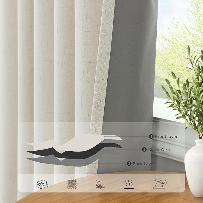 Pitalk Short Linen Blackout Curtains 24 Inch Length 2 Panels - Image 9