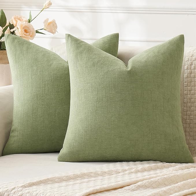 MIULEE Sage Green Chenille Couch Throw Pillow Covers, 20x20 | Set of 2 by MIULEE