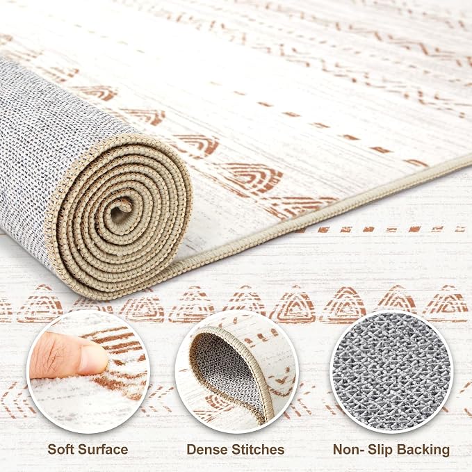 Nakagishi 10x13 Area Rugs Living Room: Washable Boho Large Neutral Soft - Image 3