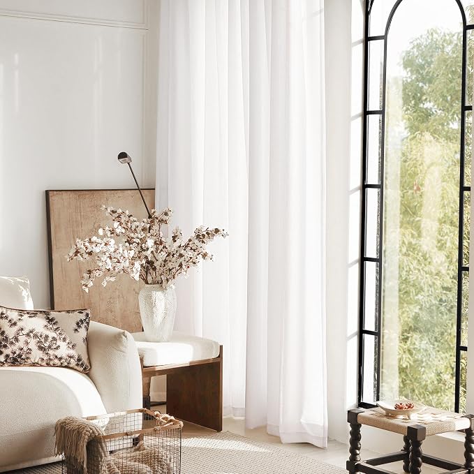 Linen White Curtains 86 inches Long - Image 7