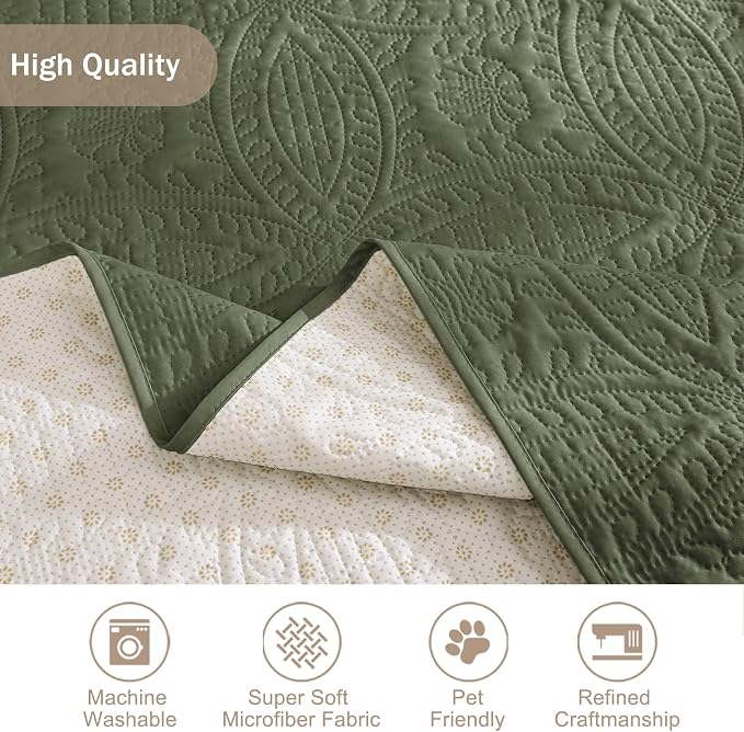 Olive Green Loveseat Covers for 2 Cushion Couch, Water-Repellent Slip Covers - Image 6