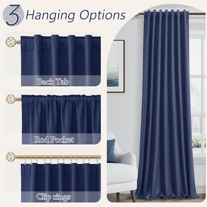 Guken 100% Blackout Curtains 102 Inch Length 2 Panels Set - Image 6