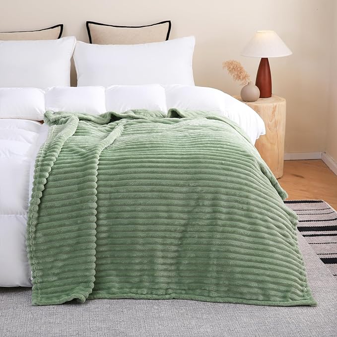 Sage Green Fleece Throw Blanket 108”×90” - Image 2