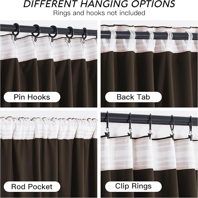 RYB HOME Brown Velvet Curtains 84 inches - Image 4
