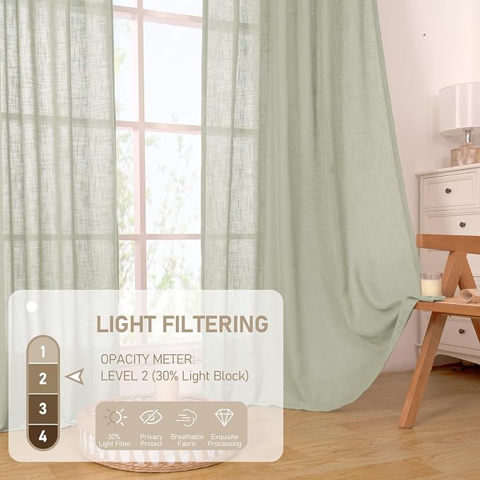 Sage Grey Linen Curtains 72 Inch - Image 5