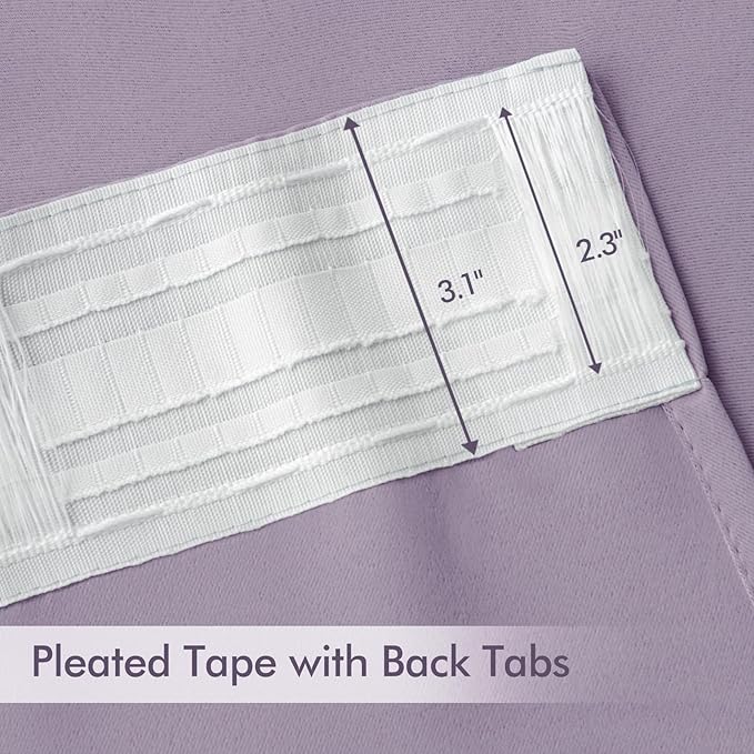 MIULEE Lilac Back Tab Blackout Curtains 52x63 Inches Long 2 Panels Set | Rod - Image 4