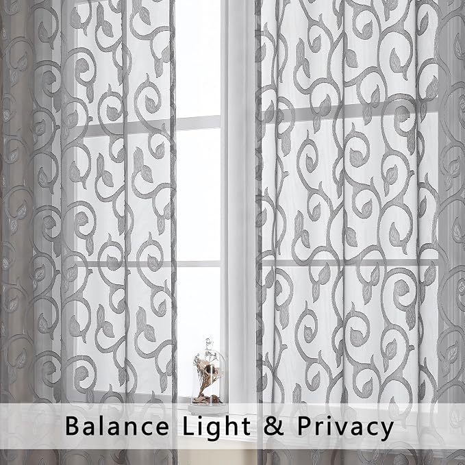 OWENIE Furman Sheer Curtains Tiers 36 inch Length, Lightweight Soft Airy Solid - Image 3