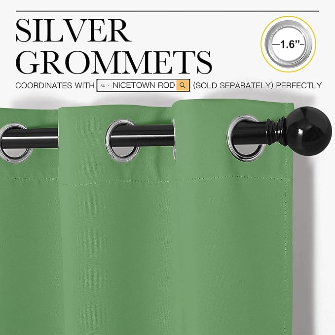 NICETOWN Froest Green Blackout Curtains 120 inches Length - Image 2