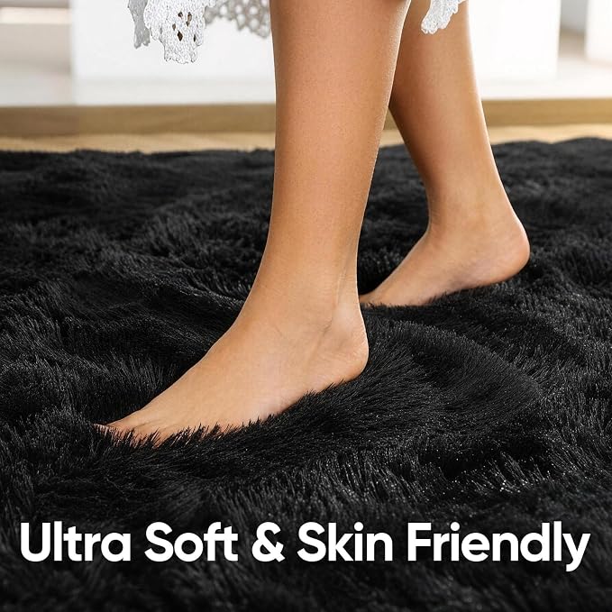 6x9 Large Black Fluffy Soft Area Rug Non-Slip - Image 5