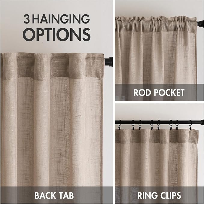 MIULEE Taupe Linen Curtains 84 Inch Length - Image 3