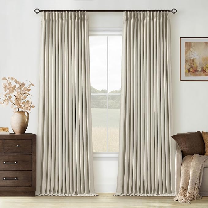 Oatmeal Beige Linen Blackout 92 Inch Curtains by Twodrapes
