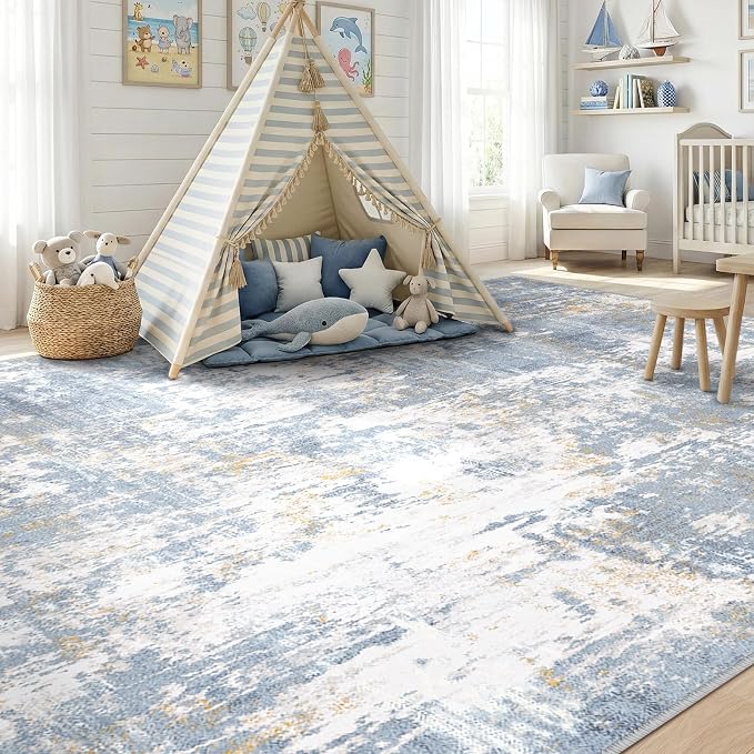 Washable Area Rugs 8'x10' Non-Slip Modern Abstract Soft - Image 4