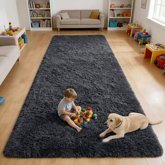 OLANLY 4x7 Area Rugs for Living Room Bedroom, Machine Washable Soft Fluffy by OLANLY