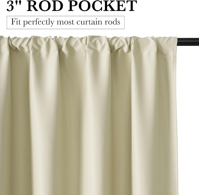 RYB HOME Bedroom Blackout Curtains 54 inches Long, 100% Blackout Thermal - Image 2