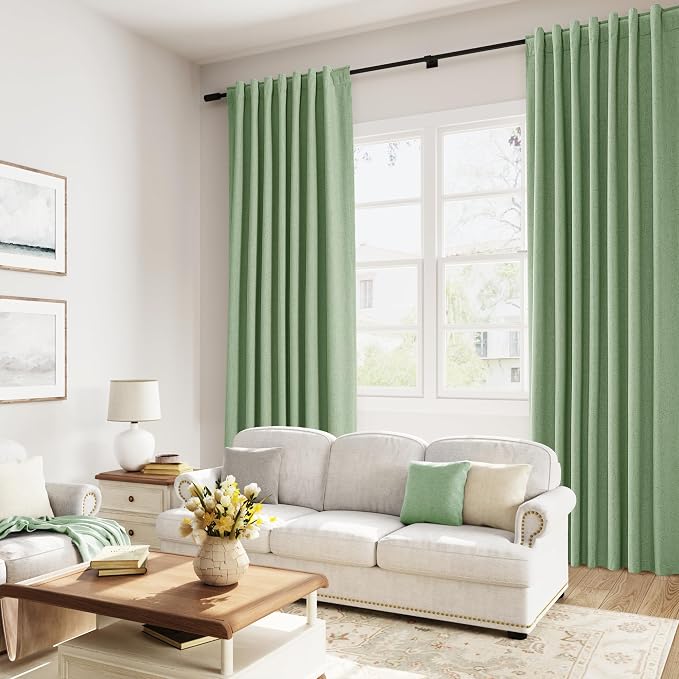 Guken 100% Blackout Linen Curtains 84 Inch Length 2 Panels Set - Image 8