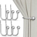 Hion Curtain Holdbacks Silver 6pcs, Curtain Tiebacks Wall Mounted Curtain Hooks by Hion