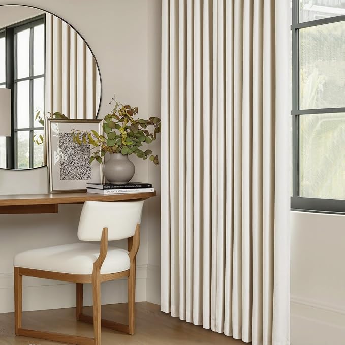 Cream Beige Linen Blackout Curtains Pinch Pleated 102 Inches Long | Memory Shape - Image 8