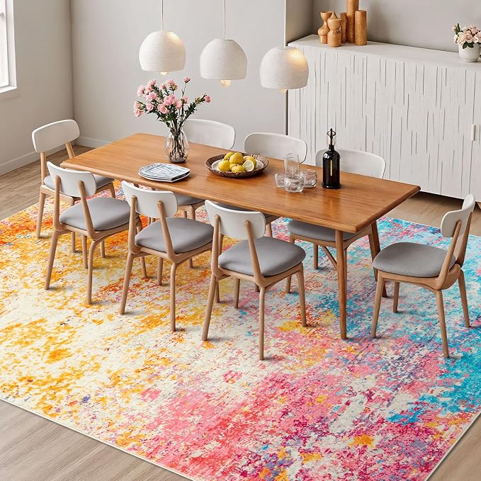 Rugflix 4x6 Area Rugs for Living Room, Washable Large Multicolor Rug - Image 3