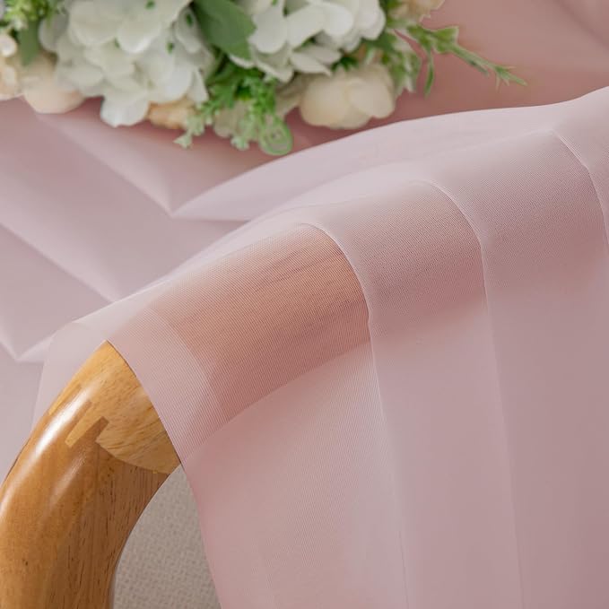 Chyhomenyc Sheer Blush Pink Curtains 90 inches Long 2 Panels, Light Filtering - Image 8