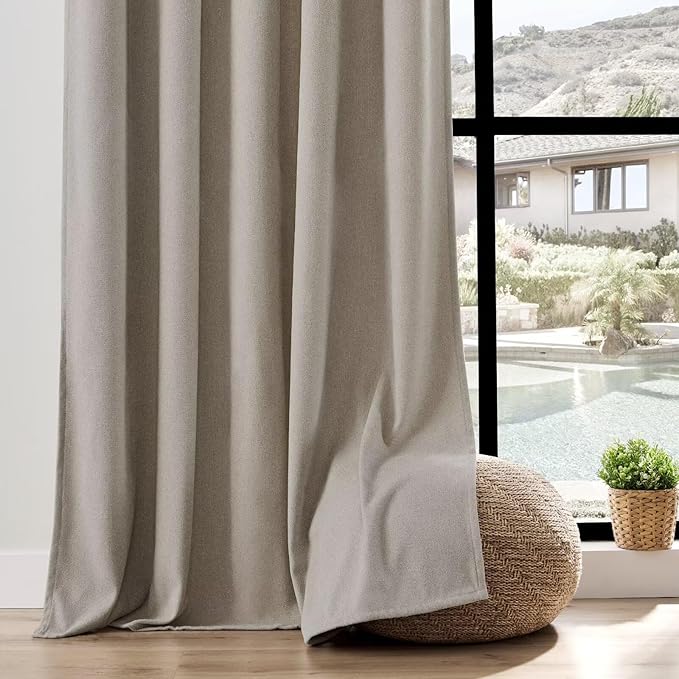 Joydeco Faux Linen Curtains 96 Inch Length 2 Panel Set, Light Filtering Curtains - Image 4