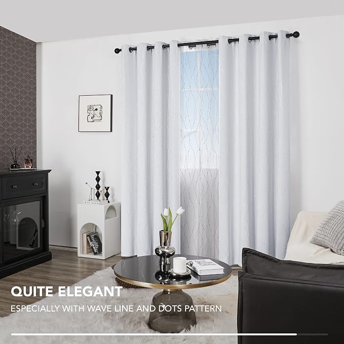 Deconovo Greyish White Curtains, Light Darkening Curtain, Thermal Insulated - Image 5