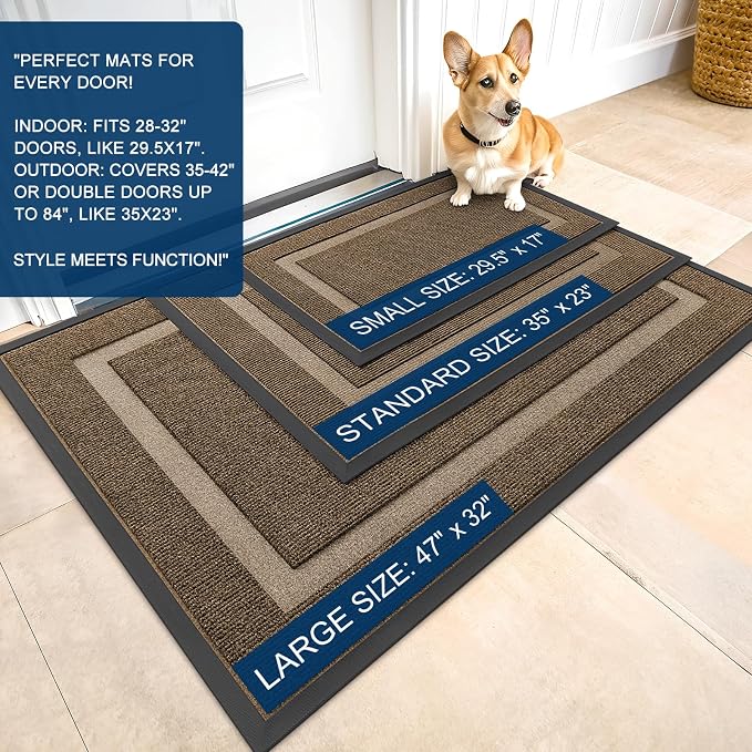 OLANLY Front Door Mat Outside 71x34, All-Season Heavy-Duty Rubber Doormat | - Image 2