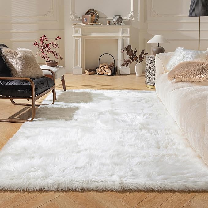 Ashler faux fur rug, Fluffy Shaggy Area Rug Ultra Soft 3 x 5 Feet Rectangle Fur by AshlerHomeDeco