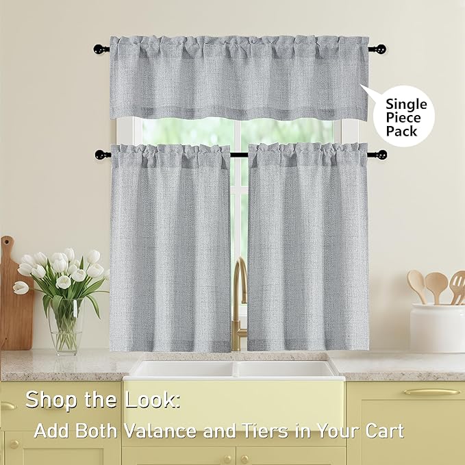 Valances for Windows, Light Filtering Faux Linen Textured Small Short Window - Image 6
