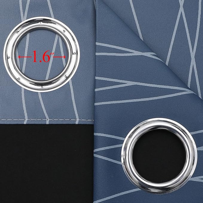 Estelar Textiler Navy Blue and Greyish White Blackout Curtains 108 Inches Long - Image 7