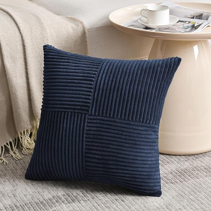 Fancy Homi 2 Packs Navy Blue Euro Decorative Throw Pillow Covers 26x26 Inch - Image 2