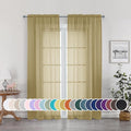 OWENIE Gold Sheer Curtains 72 Inches Long 2 Panels Set, Transparent Light by OWENIE