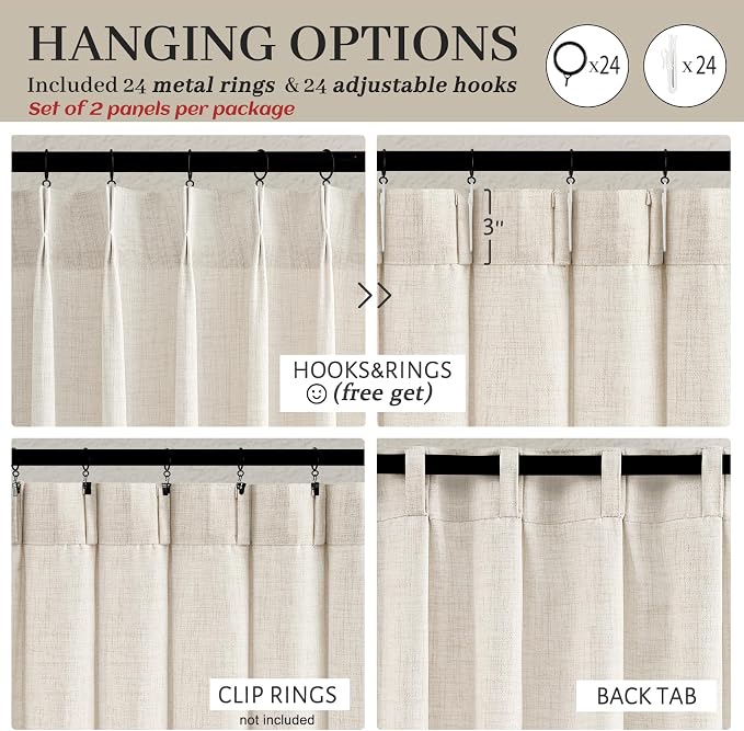 Cream 70 Inch Extra Wide Curtains 102 Inch Long - Image 4