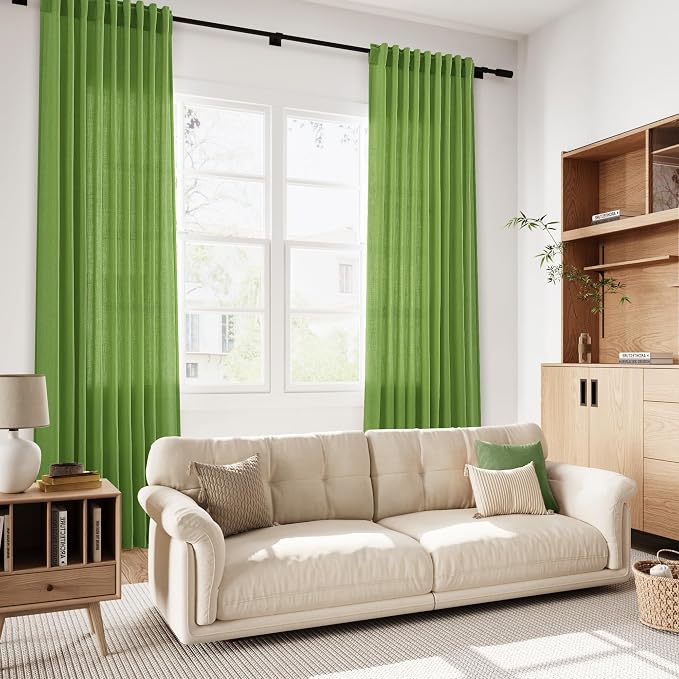 Lime Green Curtains 63 Inches Long 2 Panel Sets - Image 7