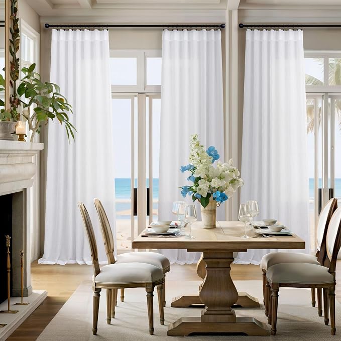 Pitalk White Linen Curtains 90 Inches Long - Image 6
