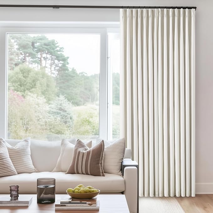 Natural Linen Pinch Pleated 100% Blackout Curtains 80 Inches Long 2 Panels | - Image 7
