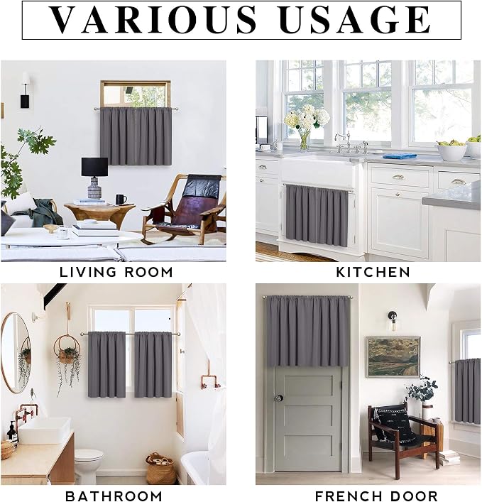 RYB HOME Blackout Cafe Curtains 30 inch Length, Short Light UV Heat Blocking - Image 7