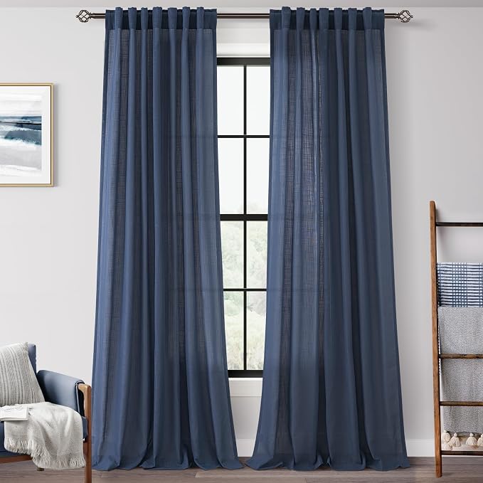 Navy Blue Curtains 98 inch Length by Jolilight