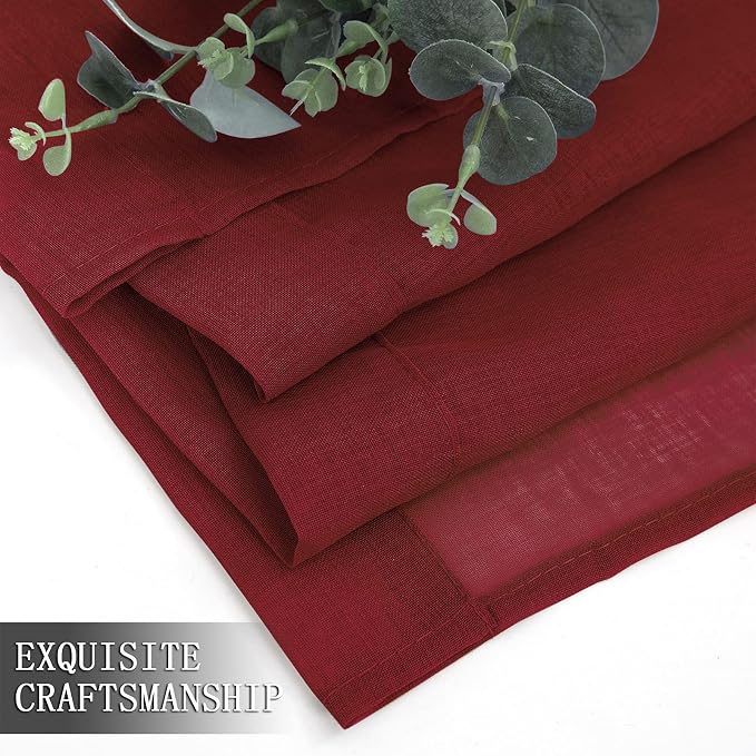 Tollpiz Short Sheer Curtain Linen Textured Bedroom Curtains Sheer Light - Image 7