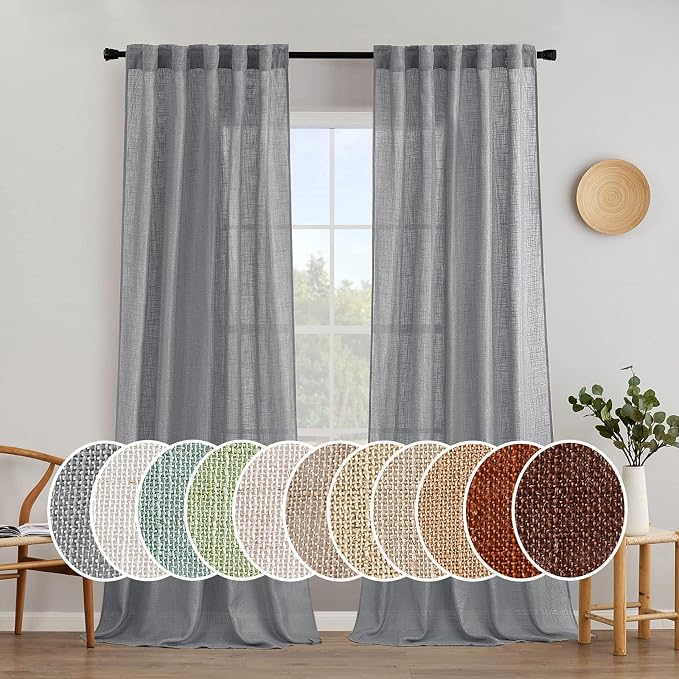 MIULEE Grey Linen Curtains 96 Inch Long by MIULEE