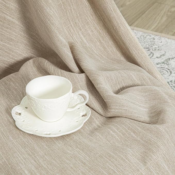 MYSKY HOME Cotton Curtains for Living Room Farmhouse Semi Sheer Light Filtering - Image 6